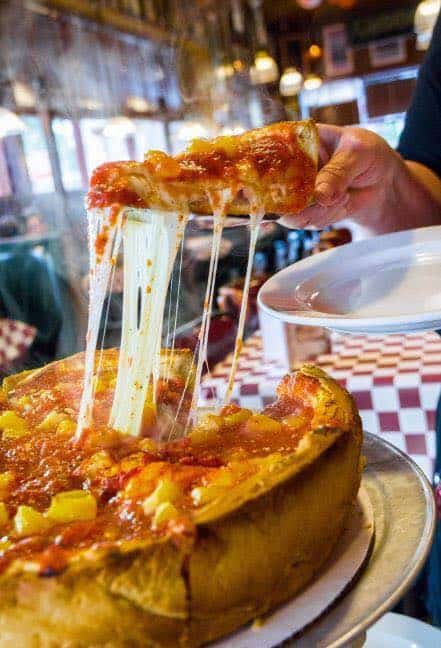 Pizza from Giordano's Pizza, a wheelchair accessible restaurant in Chicago.