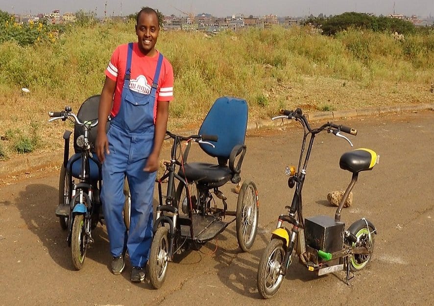 Kenyan innovator Lincoln Wamae is turning trash into electric wheelchairs (Pic Credit: BBC)